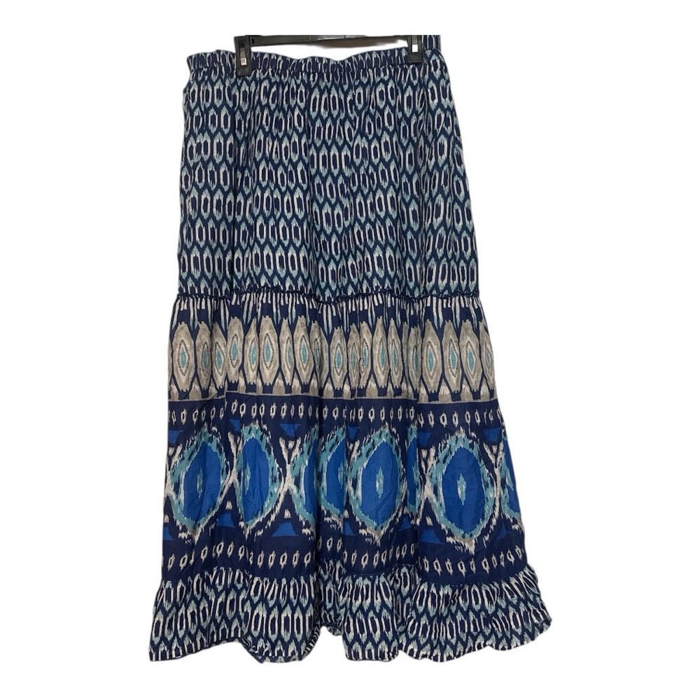 Lane Bryant Blue and White Tiered Maxi Skirt size 18/20
